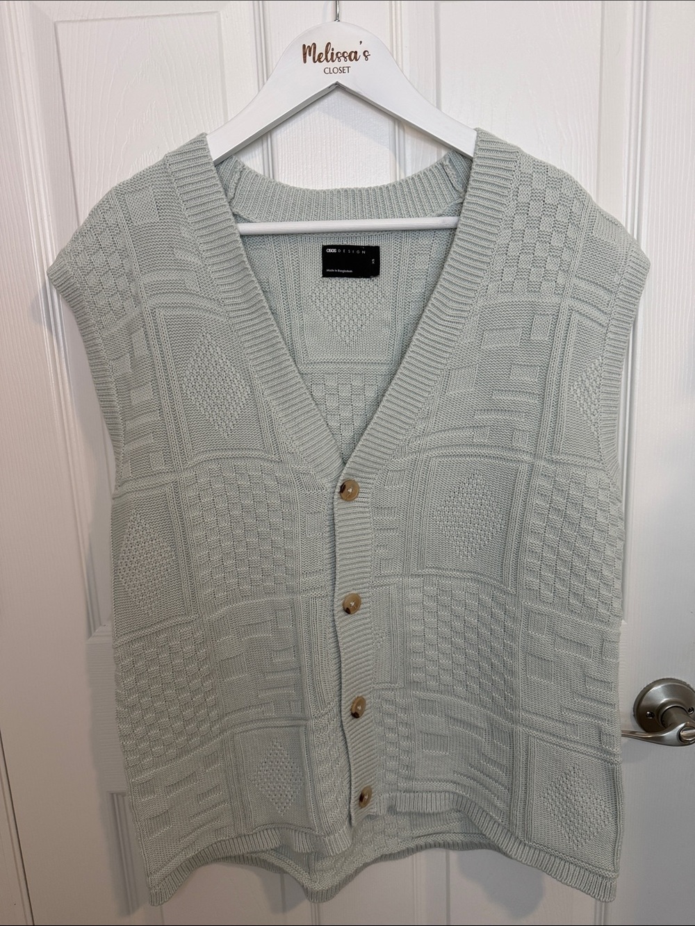 ASOS DESIGN Relaxed Knitted Button Through Sleeveless Cardigan  mint green XS
